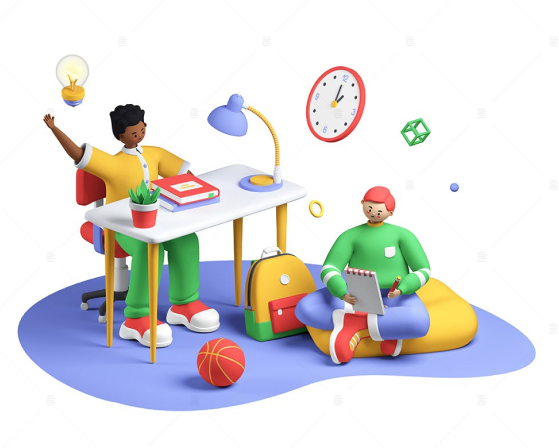 3d illustration of two persons brainstorming