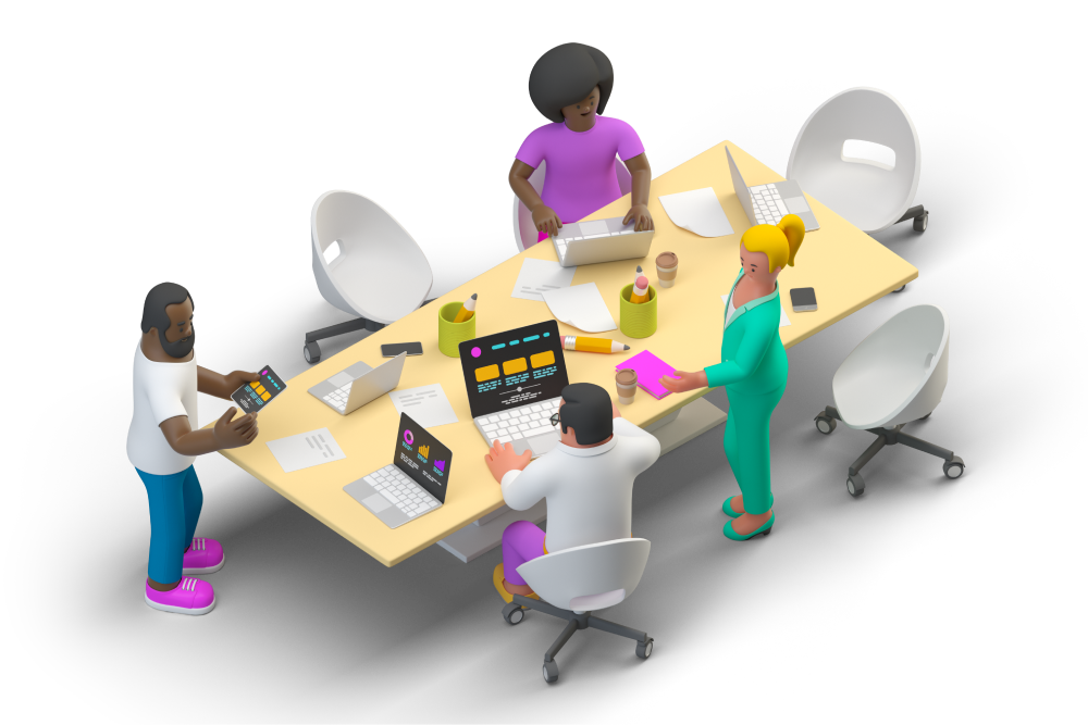 3d illustration of a team meeting